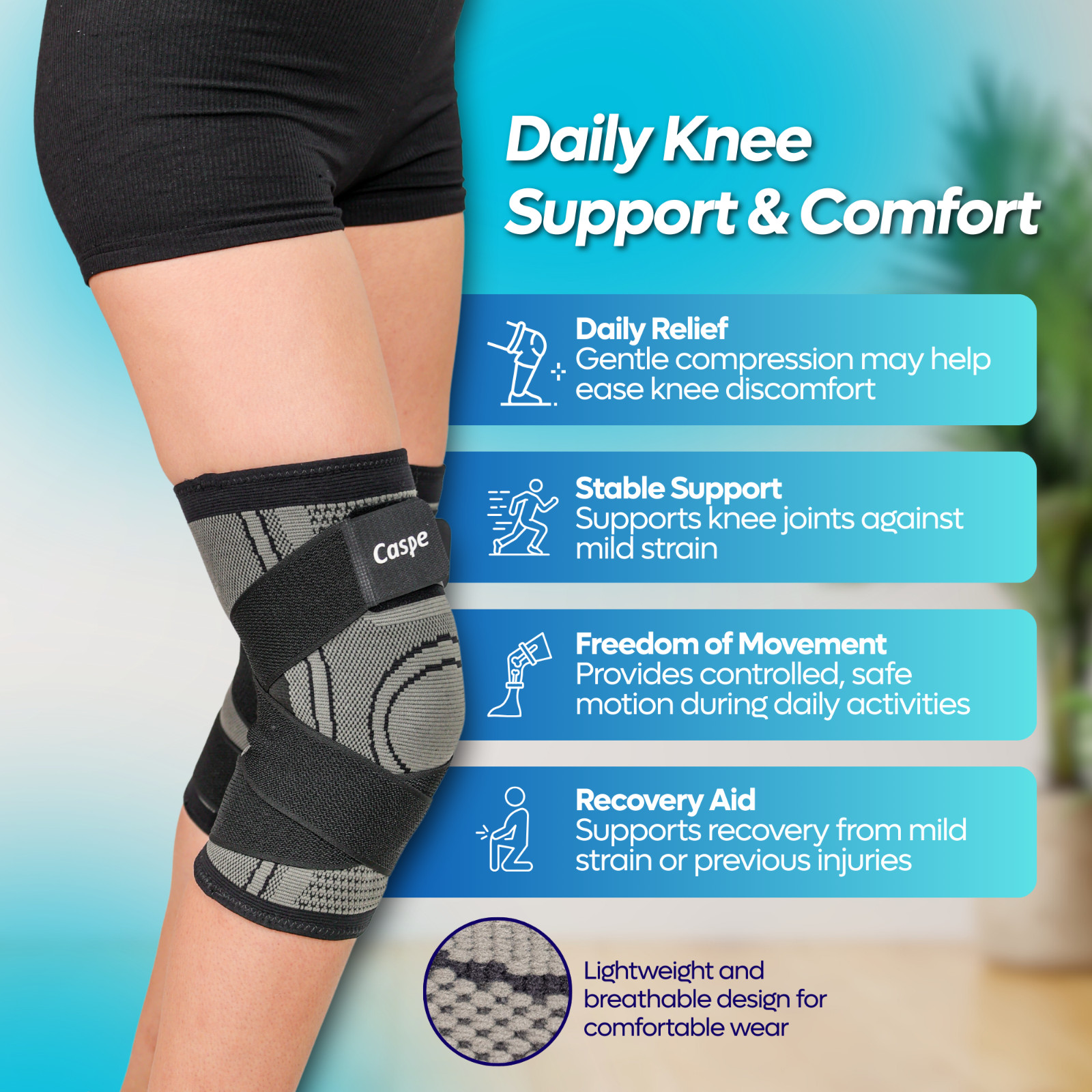 2Pcs Compression Sleeve Knee Brace Support Protector Arthritis Joint Pain Relief