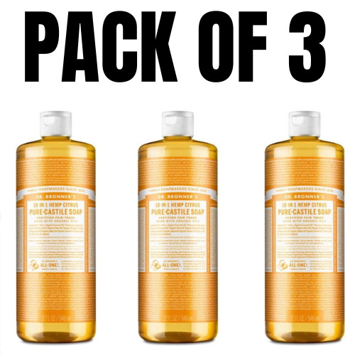 Dr. Bronner’s 18-in-1 Hemp Citrus Pure-Castile Soap – 32 fl. oz (Pack of 3)