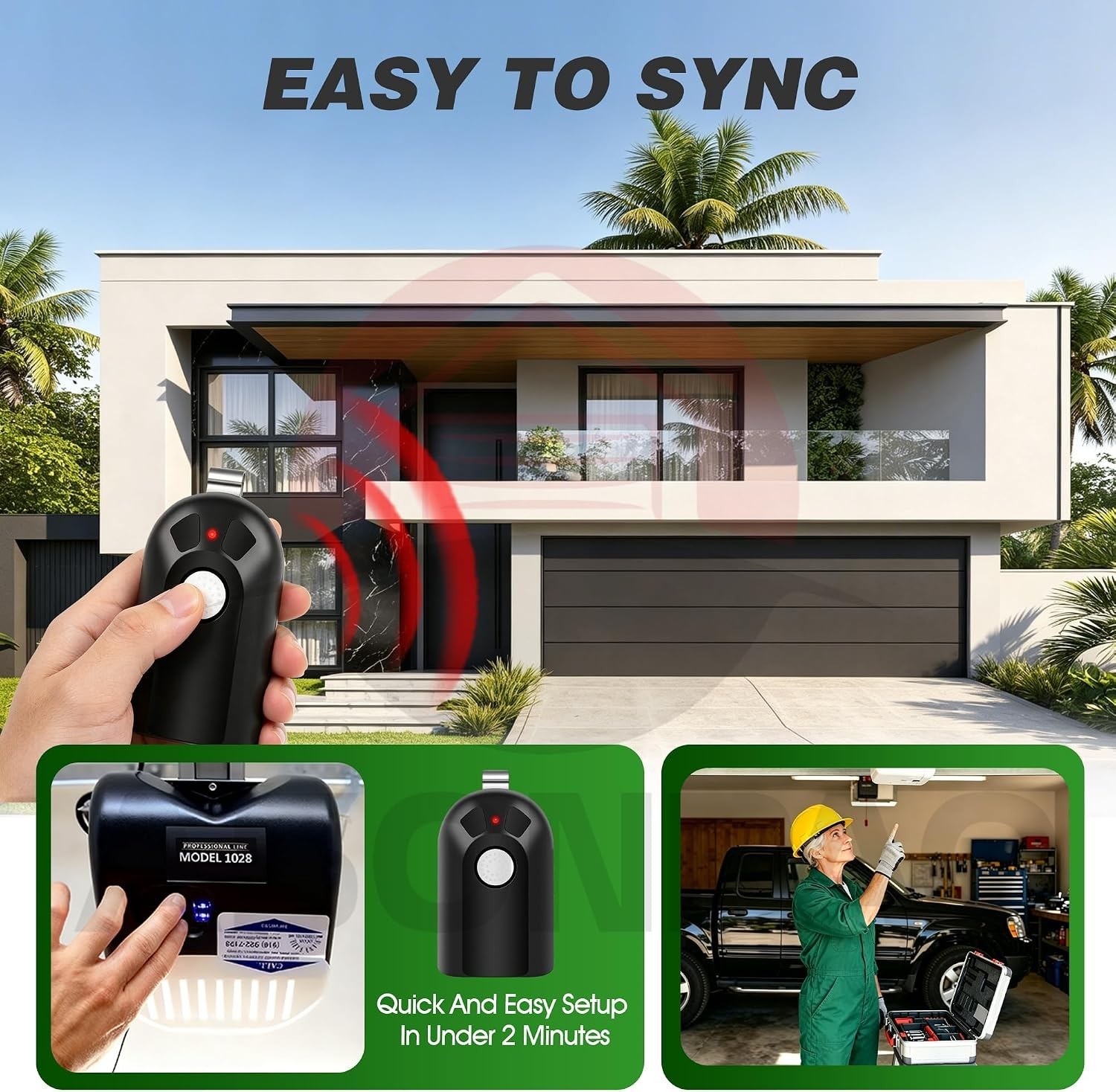 Lightweight 2-Pack Garage Door Remote with Rolling Code Security - Genie & More