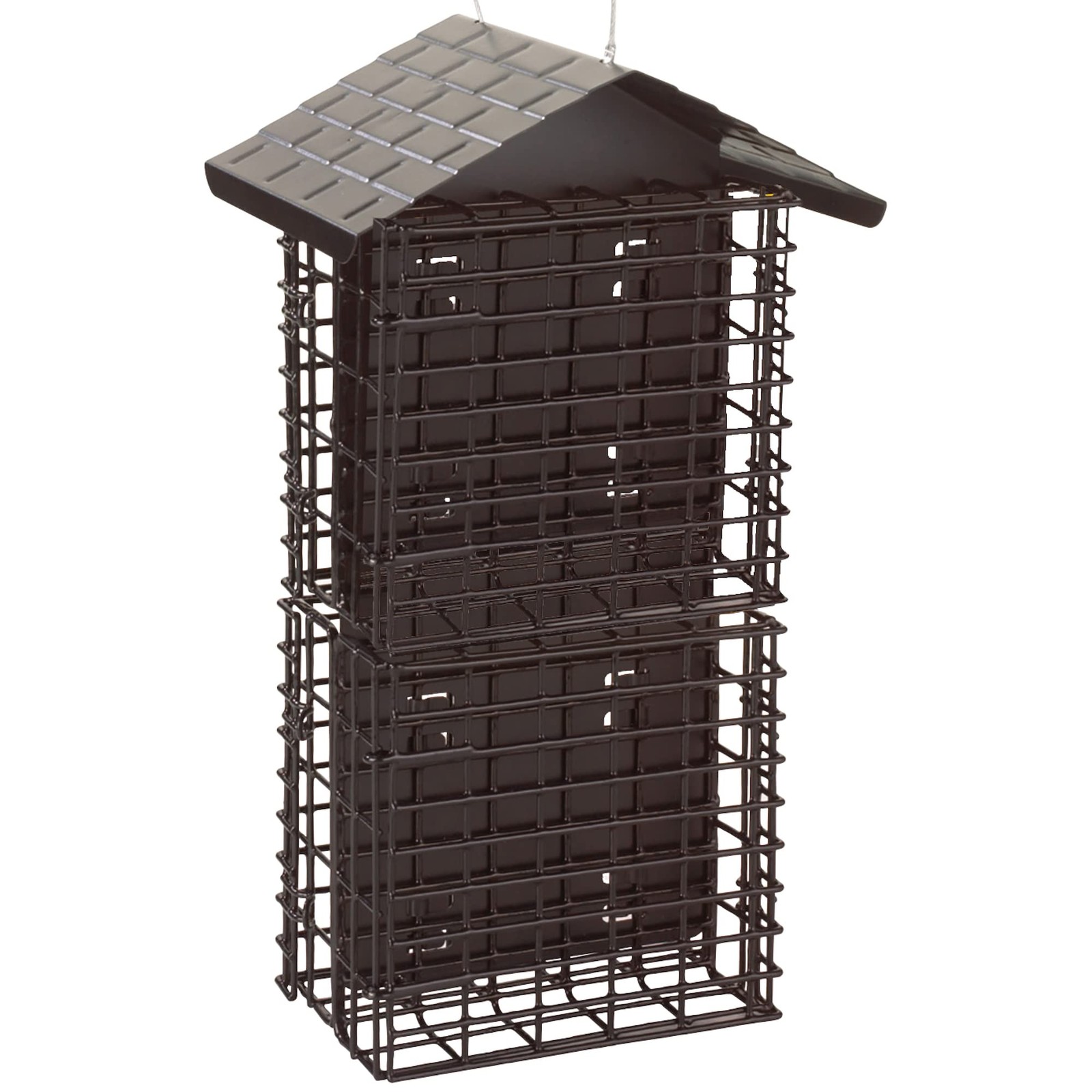 More Birds 4 Cake Suet Buffet Bird Feeder with Metal Roof, Four Cakes, Brown