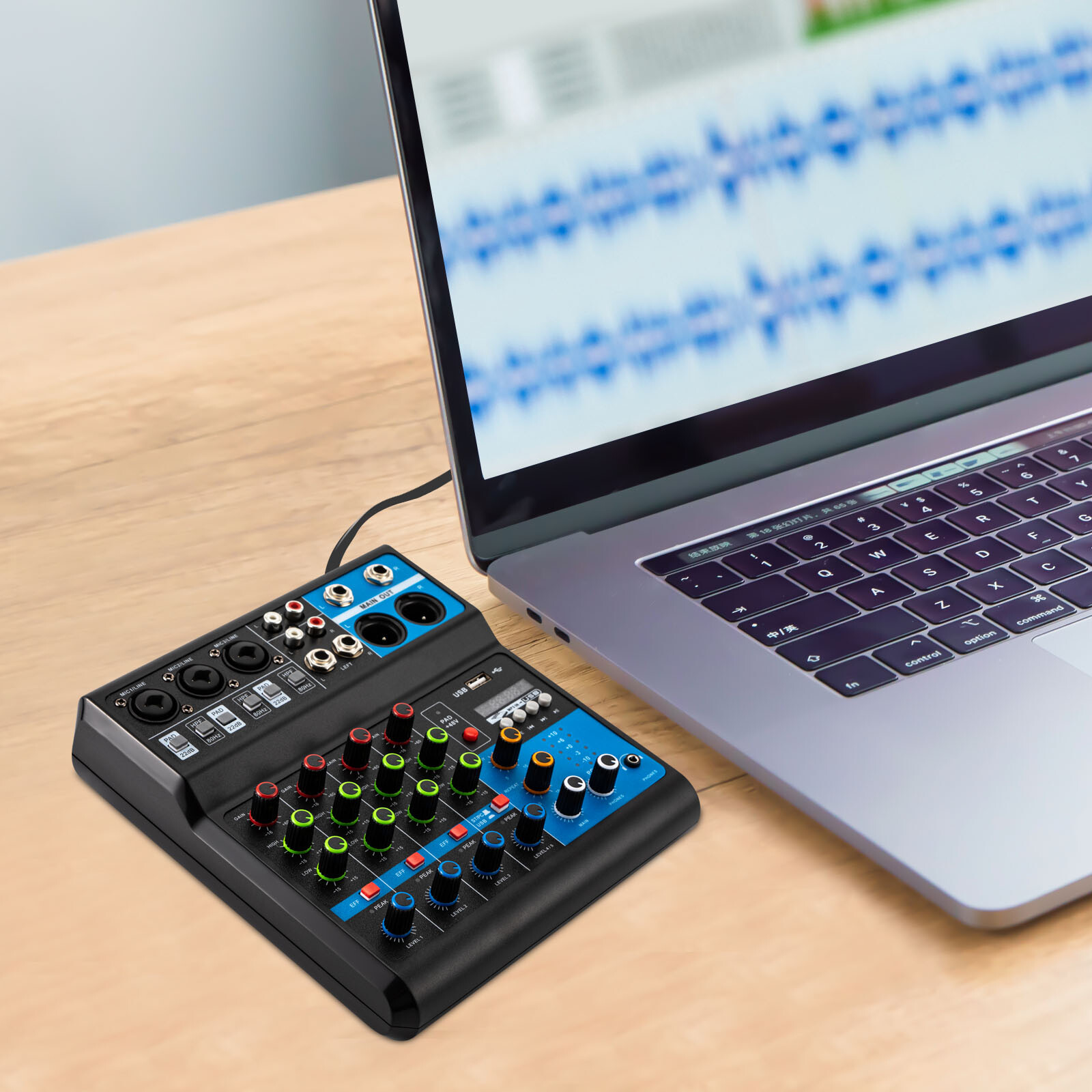 5-Channel Mixing Console Live Studio Audio Mixer Sound Board DJ USB Interface