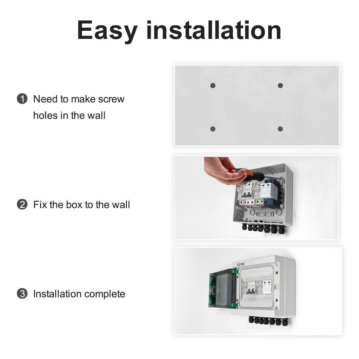 GEYA PV Combiner Box Plastic 15A 1string 1000VDC Circuit Breaker for Solar Panel