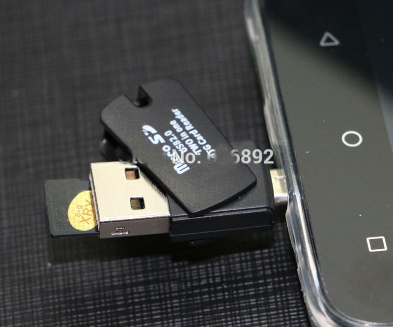 2-in-1 Micro sd OTG Card Reader Micro usb OTG TF/SD Card Reader For Phone PC