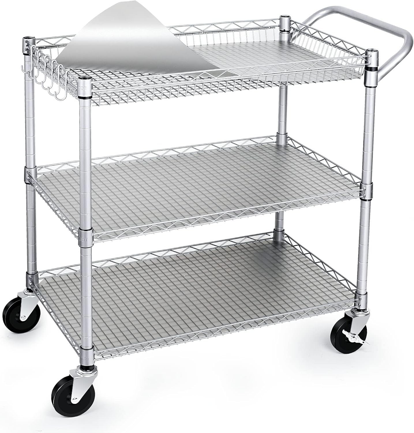 990Lbs Capacity Heavy Duty Rolling Utility Cart NSF Rolling Carts W/