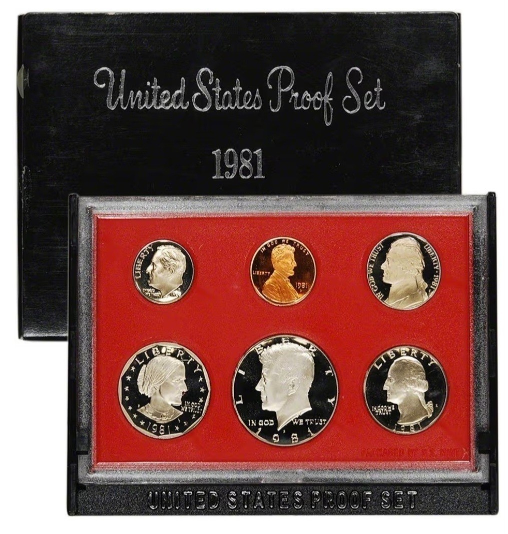 1981 S US Mint Proof Set Last Year Susan B Anthony Dollar OGP