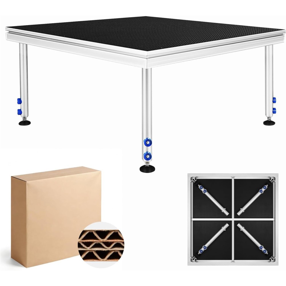 4 x 4 FT Lightweight Aluminum Performance Stage Riser Height Adjustable 24" -40"