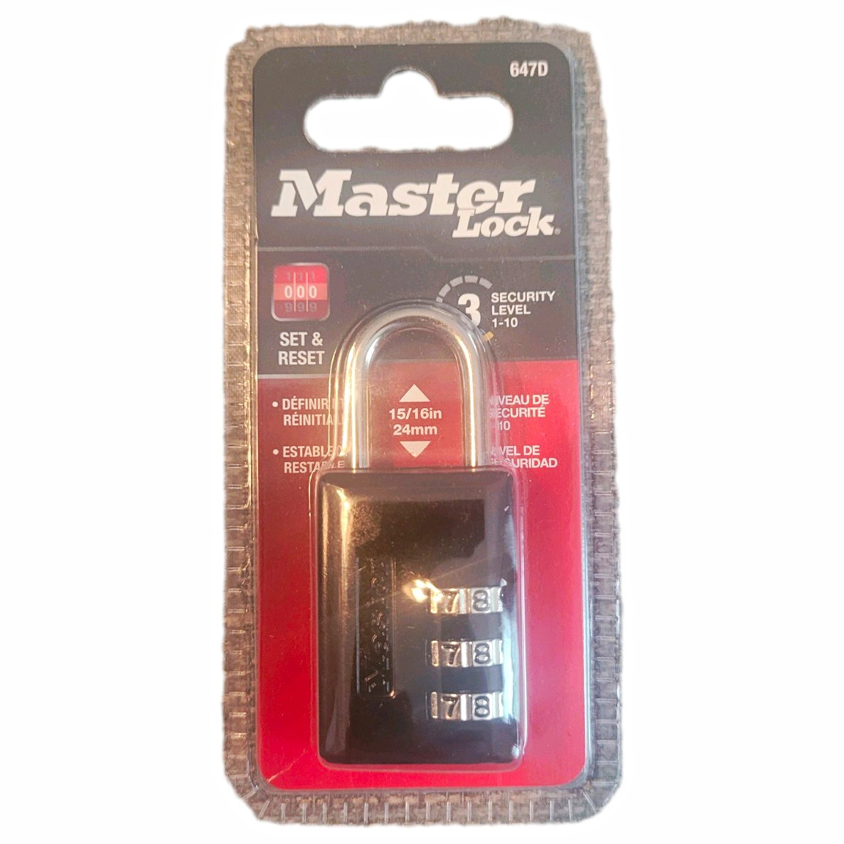 Master Lock 647D Resettable Combination Padlock Plastic Body Indoor