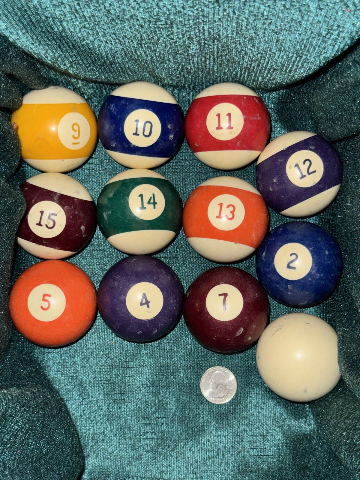 Vintage Pool Balls Lot of 13 Mid Century Phenolic Billiard Set Bar Decor 1950s