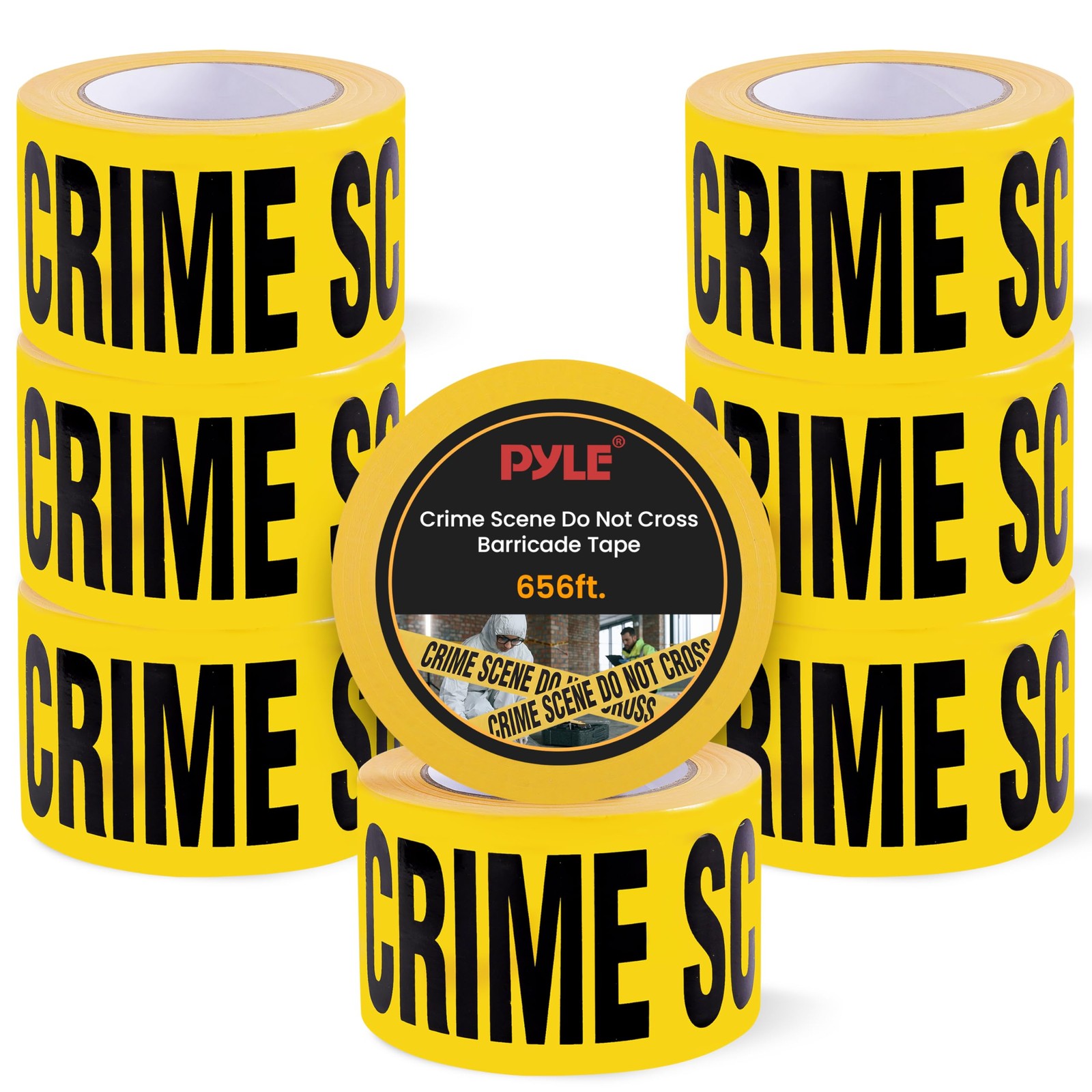Pyle 8 Pieces Yellow Crime Scene Do Not Cross Tape Set