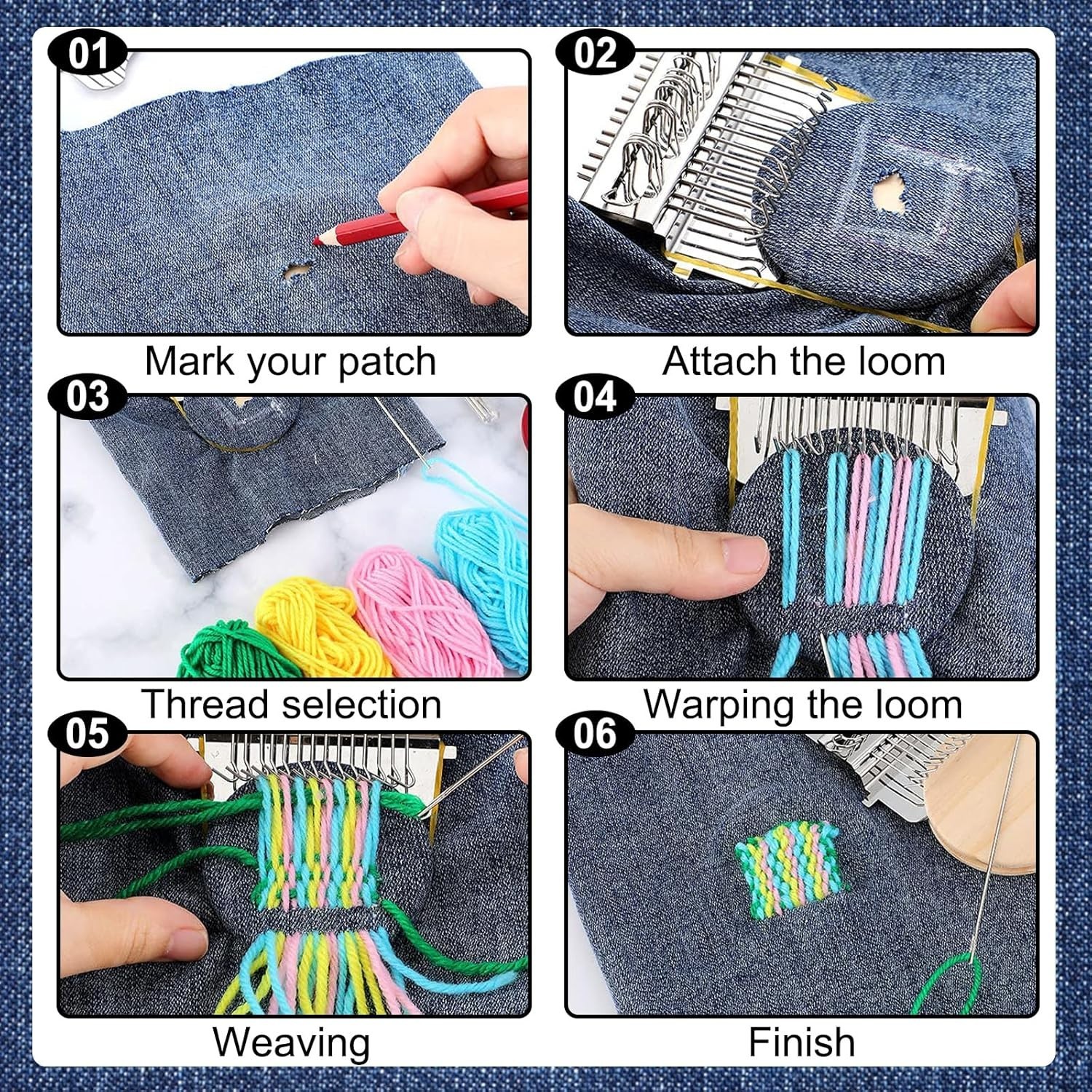 PatchMaker 2.0 Kit, Mini Portable Patch Darning Looms Kit, Patchwork Weaving ...