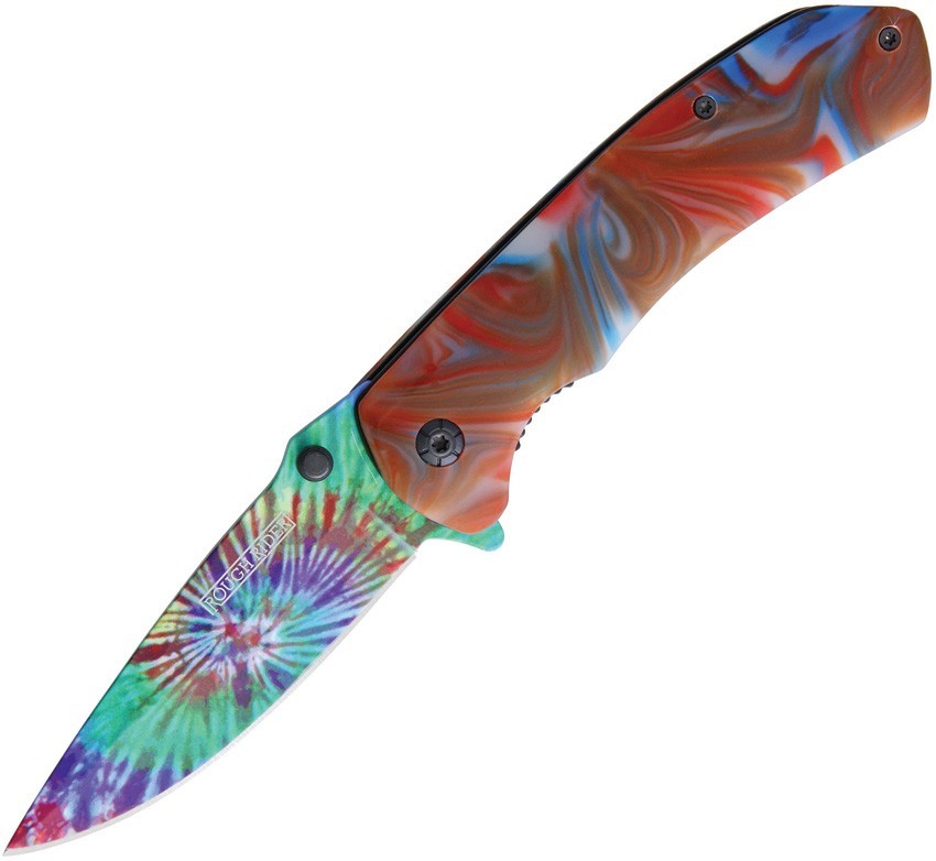 Rough Rider Tie Dye Linerlock A/O RR1909 3.25" Stainless Synthetic Folding Knife