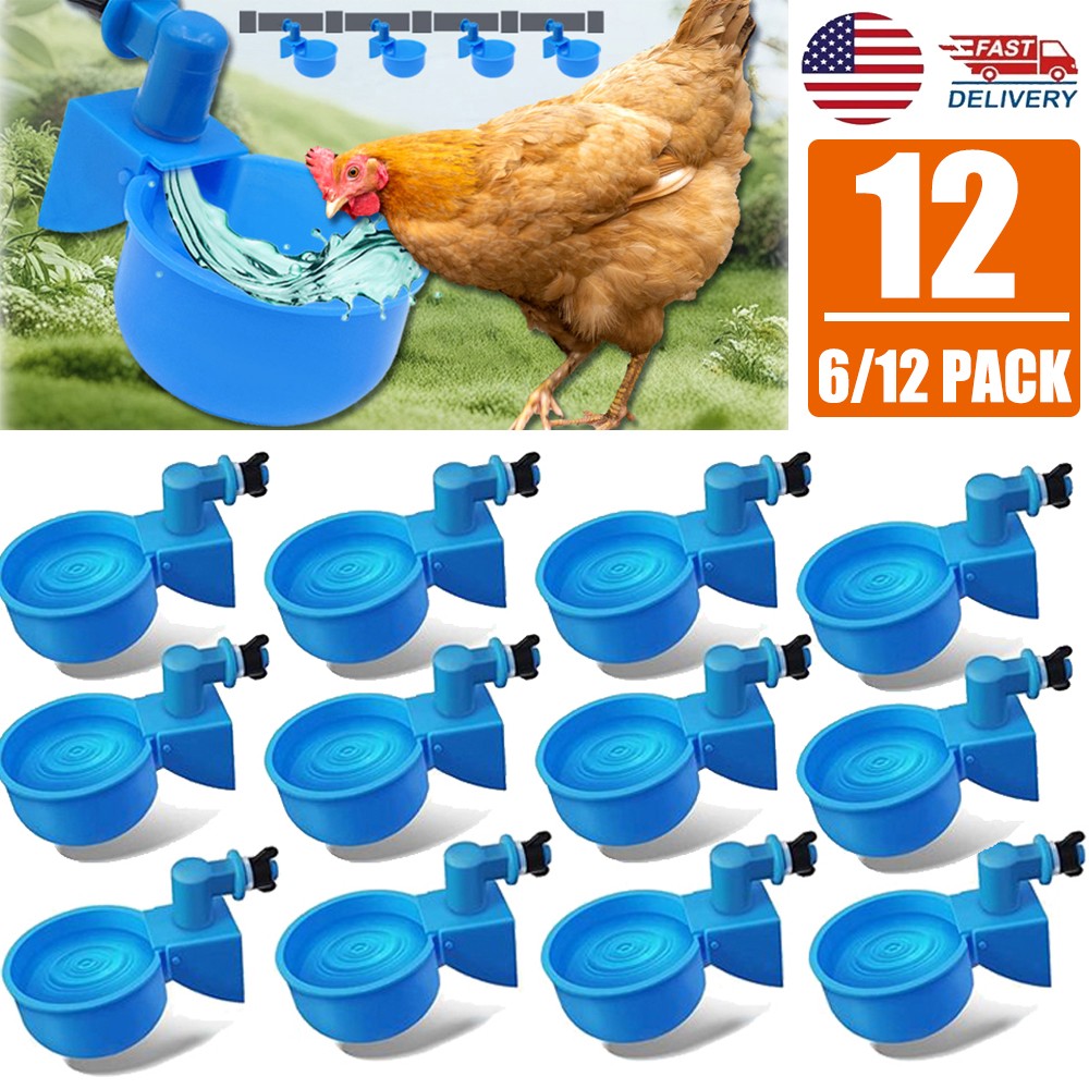 12pcs Chicken Automatic Waterer Kit for Poultry Float Style Gravity Water Feeder