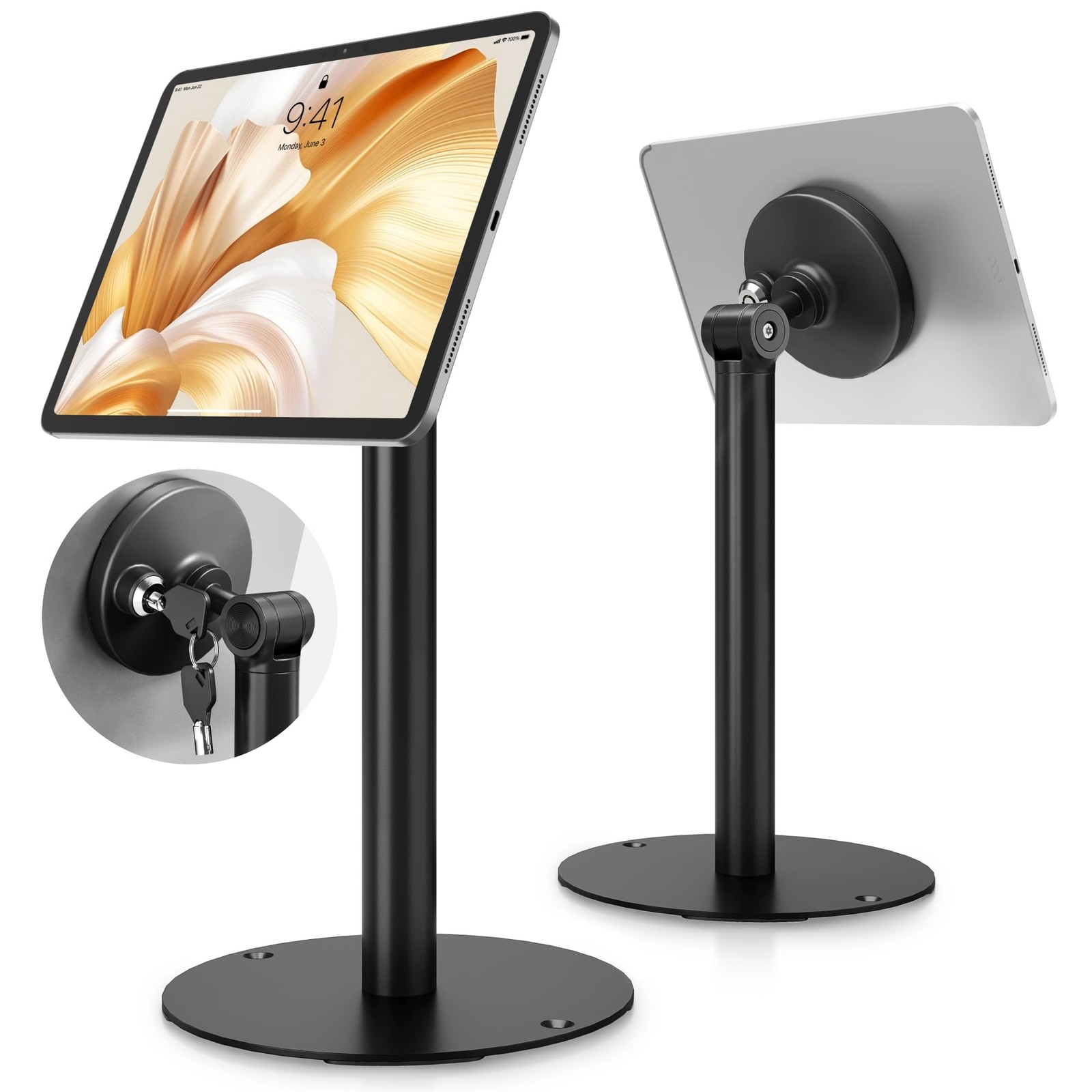 Anti-Theft Tablet Stand, Frameless Universal Tablet Kiosk with Security Lock ...