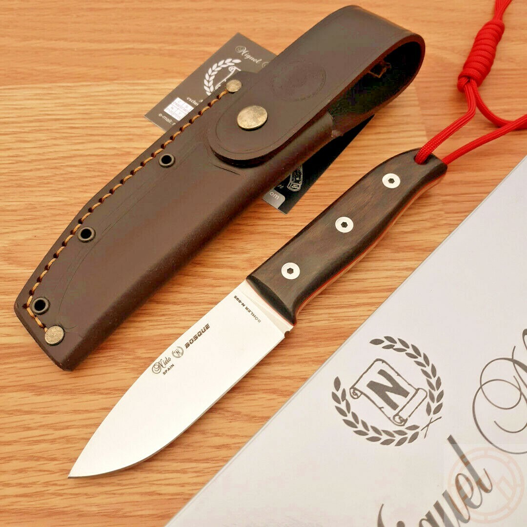 Nieto Bosque Fixed Knife 4" Satin Bohler N695 Steel Blade Grenadill Wood Handle