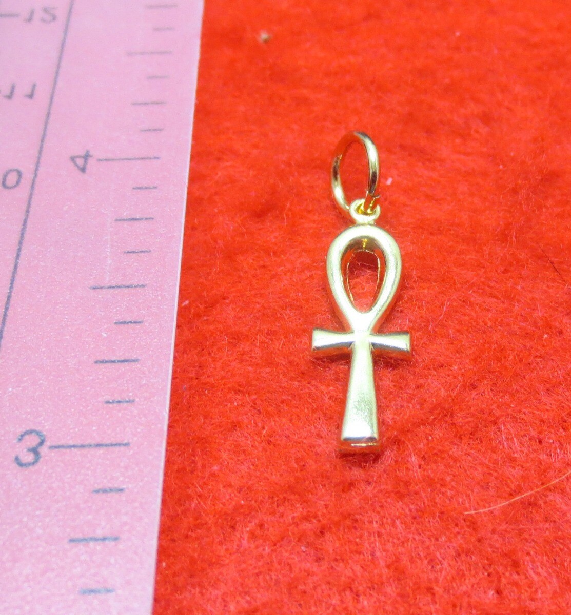 SPECIAL 2 PCS OF 14KT GOLD EP EGYPTIAN ANKH CROSS DIAMOND CUT CHARM-1508
