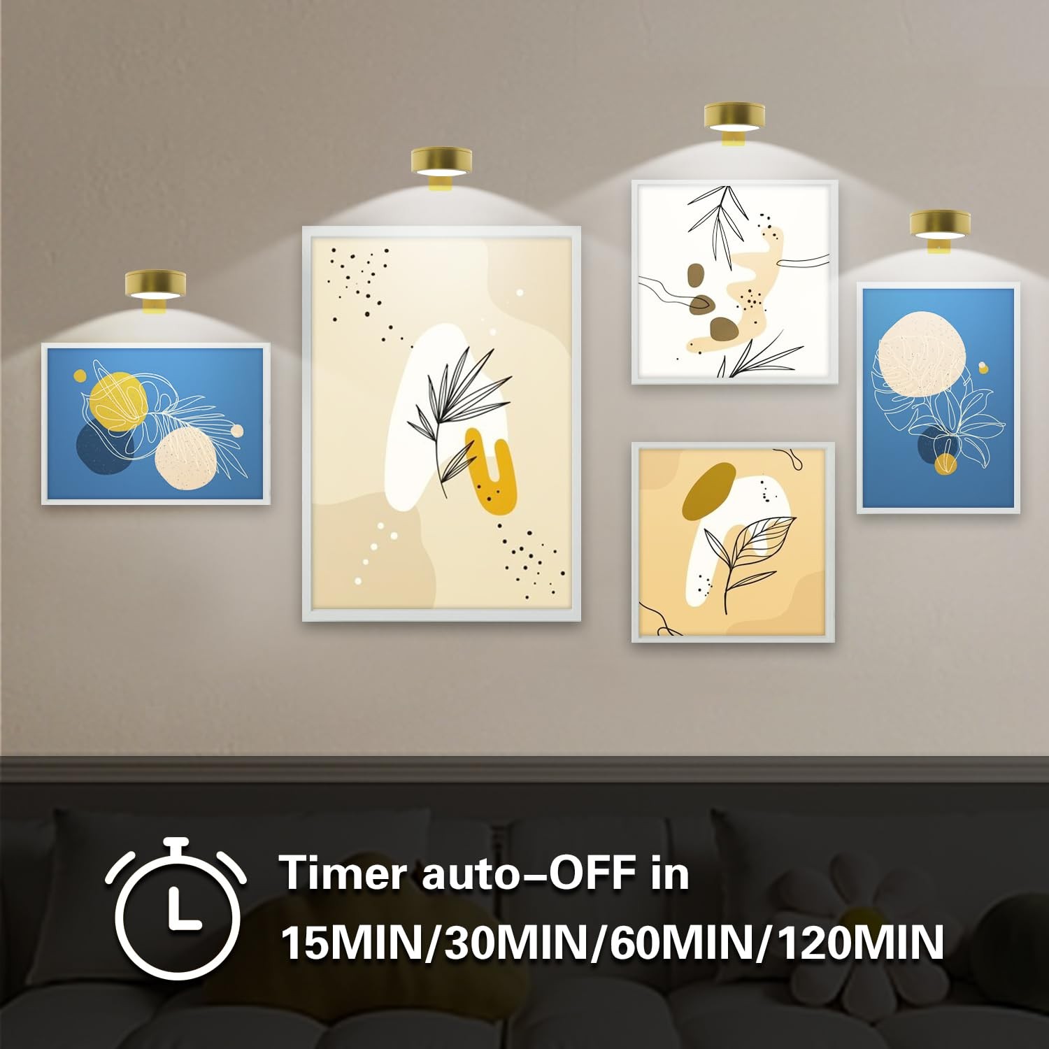 Battery Picture Light 3Pack Gold,Wireless Painting Light with Remote,3 Lighti...