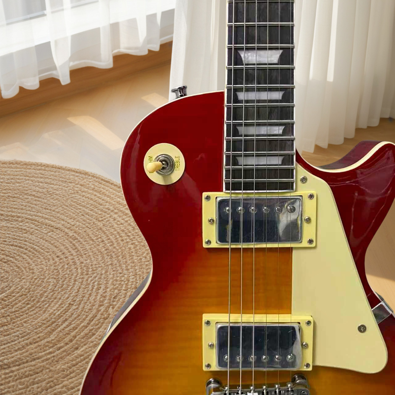 Brown Electric Guitar Chrome hardware rosewood fretboard in stock US