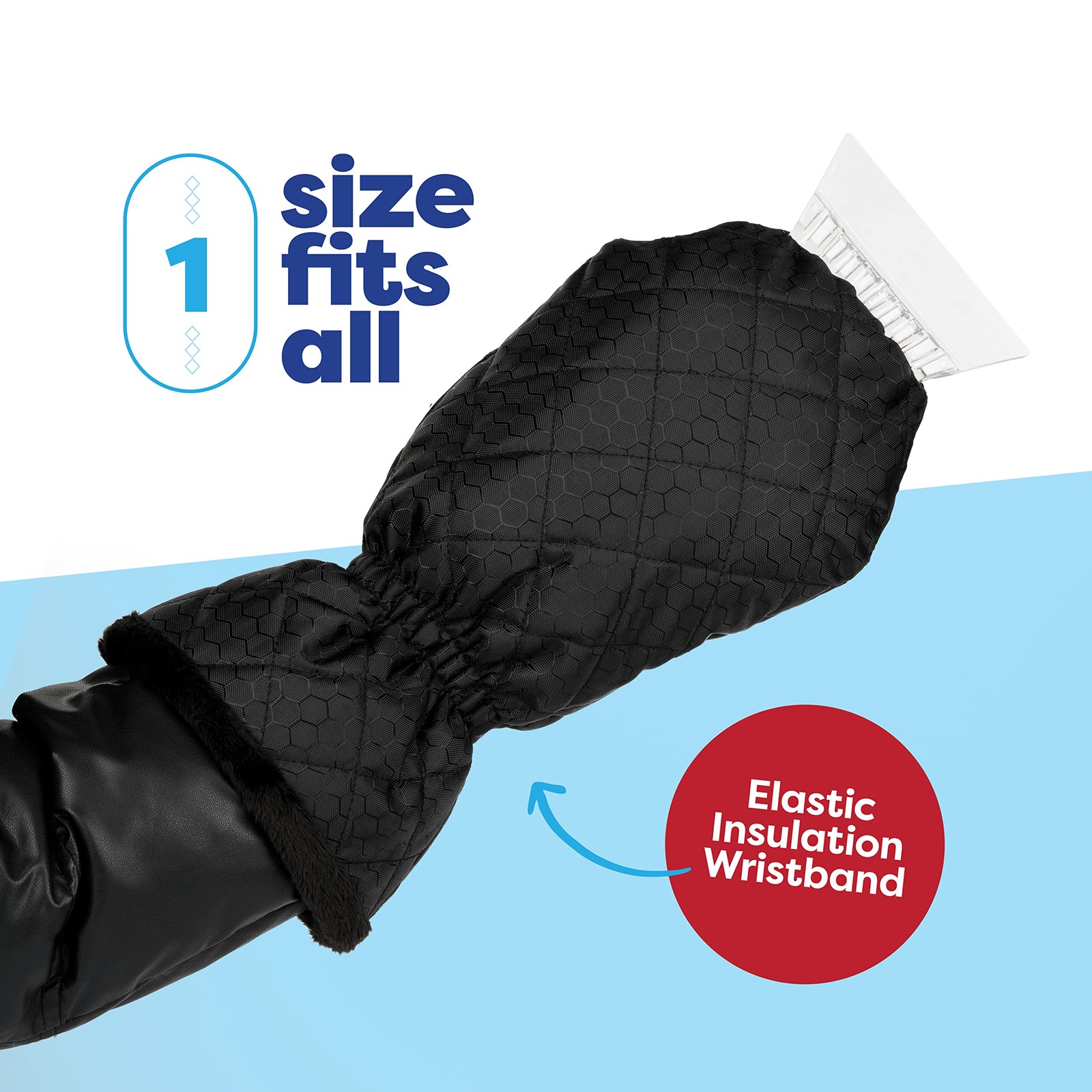 SCRUBIT Ice Scraper with Glove [2 Pack] - Car Windshield for Black