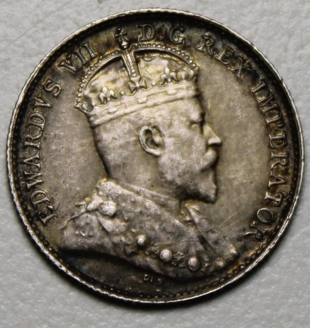 Canada 1905 Silver 5 Cents, High EF+ Grade, Old Date King Edward VII (C567)