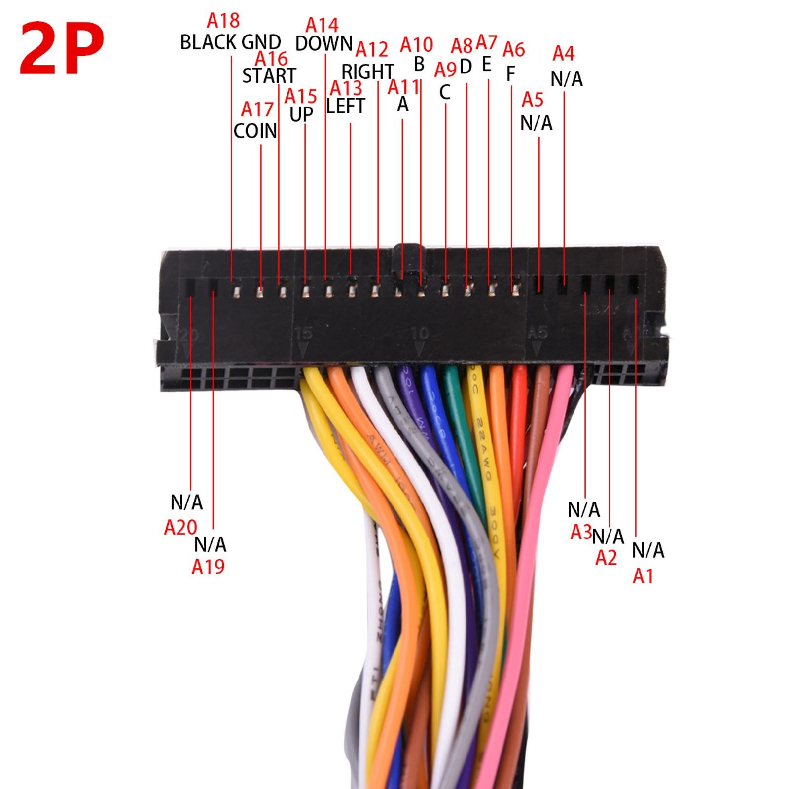 Arcade Console Board Machine Harness Wiring Cable 20-pin 2 players Arcade Part e