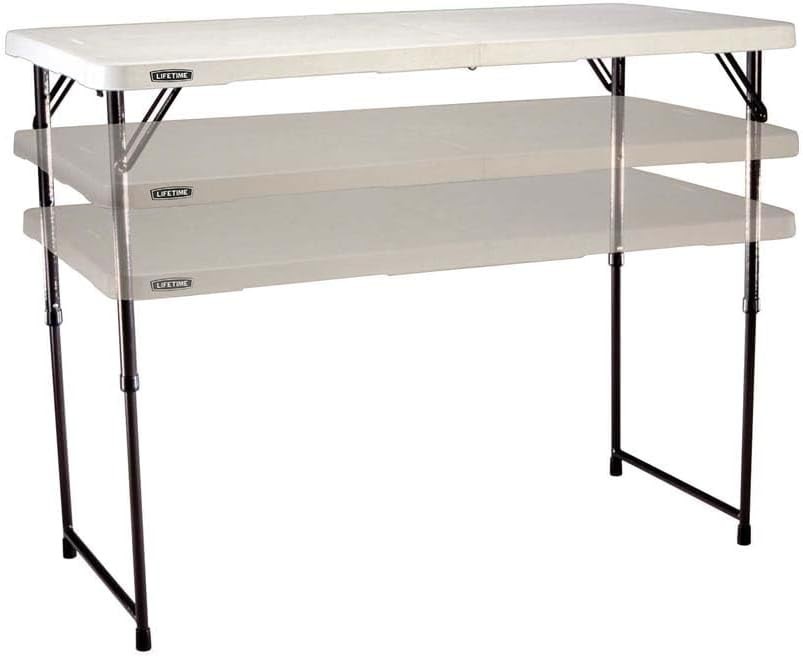 Lightweight 4-Foot Foldable Table with Adjustable Height for Contemporary Living