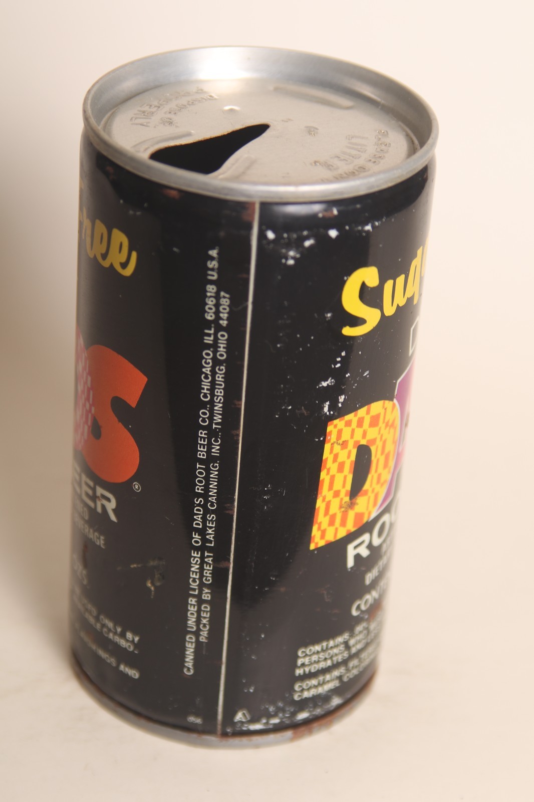 Diet Dads Root Beer soda can - 12oz