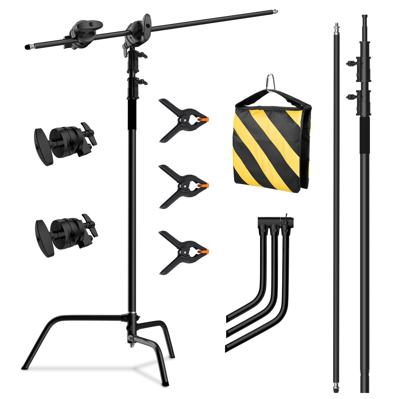 C Stand with Boom Arm, Photography Light Stand Kit - Heavy Duty C-Stand with ...