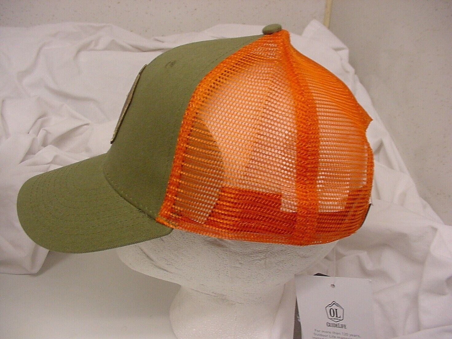 2 COUNT LOT OL OUTDOOR LIFE GUIDELIFE ARMY GREEN & ARMY HUNT BLAZE HAT LOGO NEW