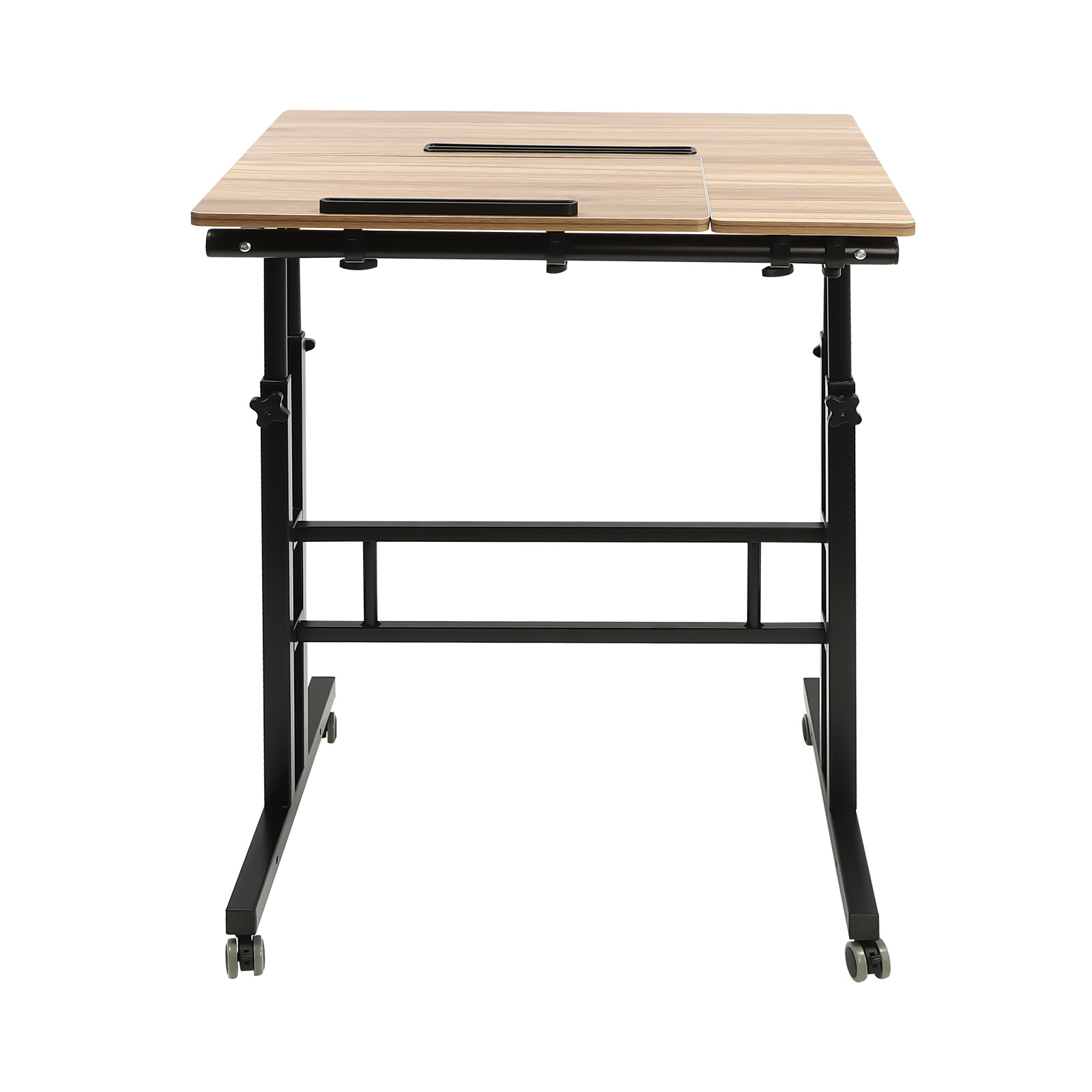 Iron-Brown Adjustable 8.5-49.5in High Rolling Laptop Cart Sit Desk W/ 4 Wheels