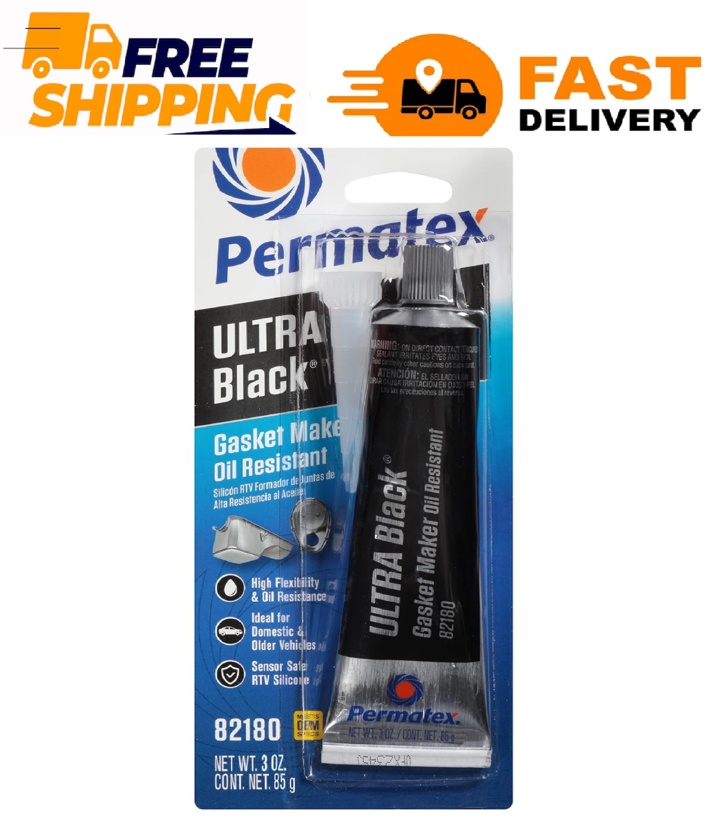 Permatex 82180 Ultra Black Maximum Oil Resistance RTV Silicone Gasket Maker 3 oz