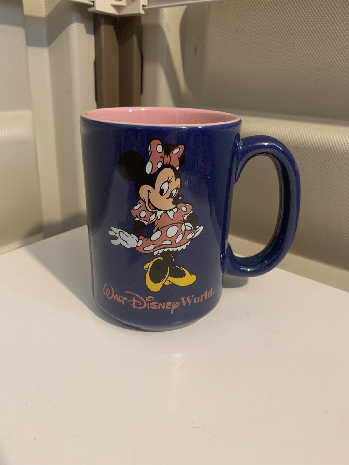 Vintage Walt Disney World Mug Minnie Mouse Blue Pink Porcelain Thailand