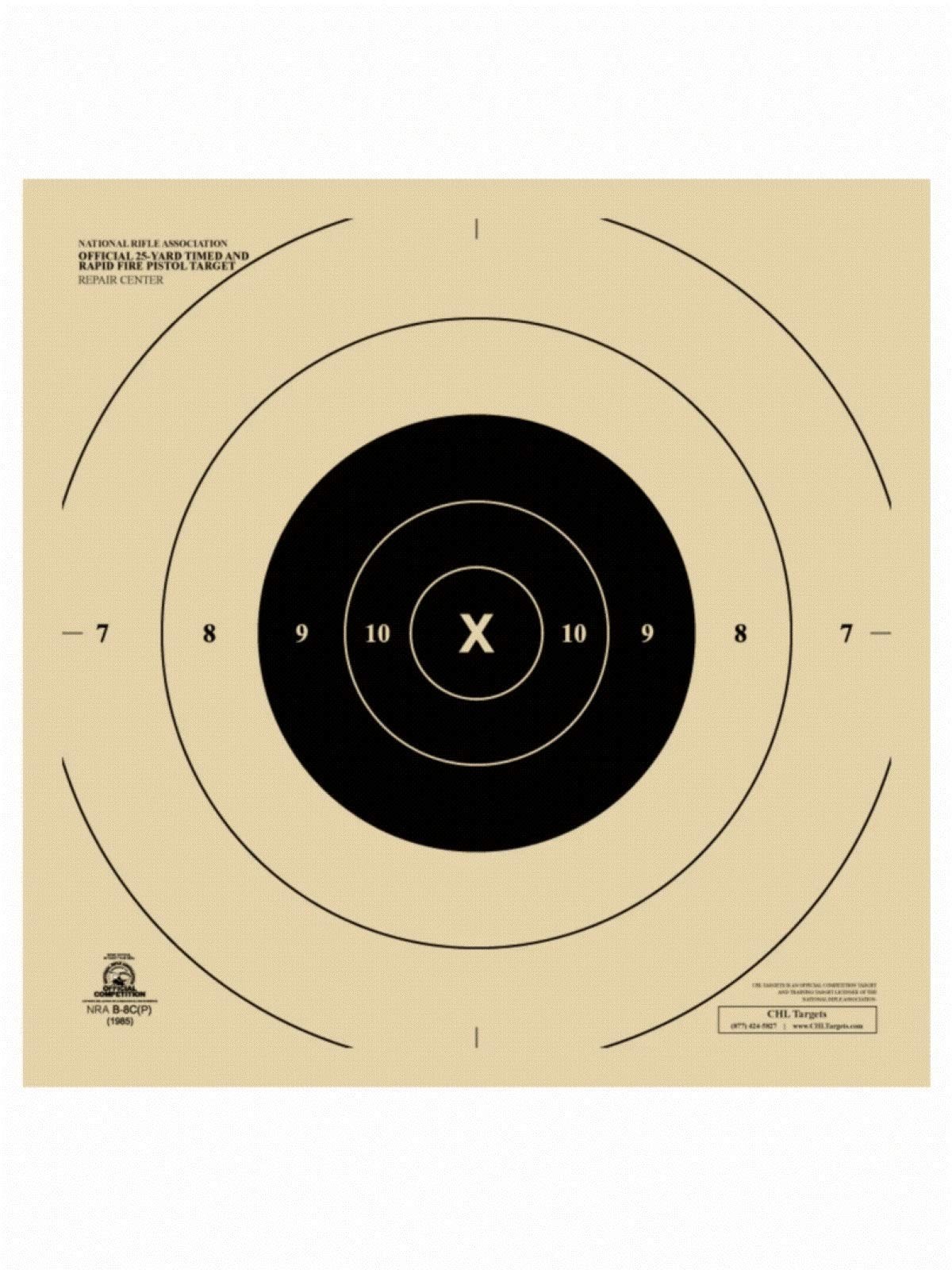Chltargets.Com Shooting Target B-8C- 25 Yard Slow Fire Center- 10.5 X 10.5
