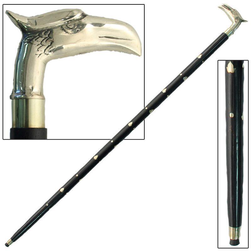 Brass Eagle Head Sheesham Wood Walking Cane Stick - Handcrafted Quality 37.5"