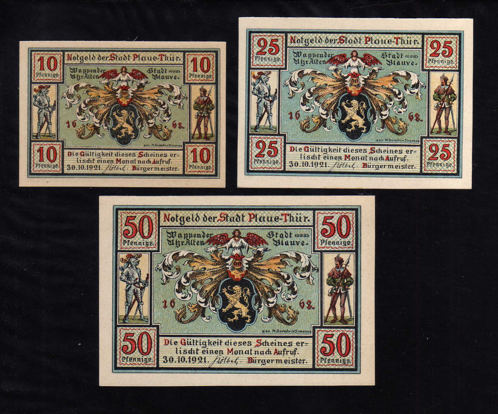 PLAUE -  GERMANY NOTGELD -   10, 25,50 PFENNIG
