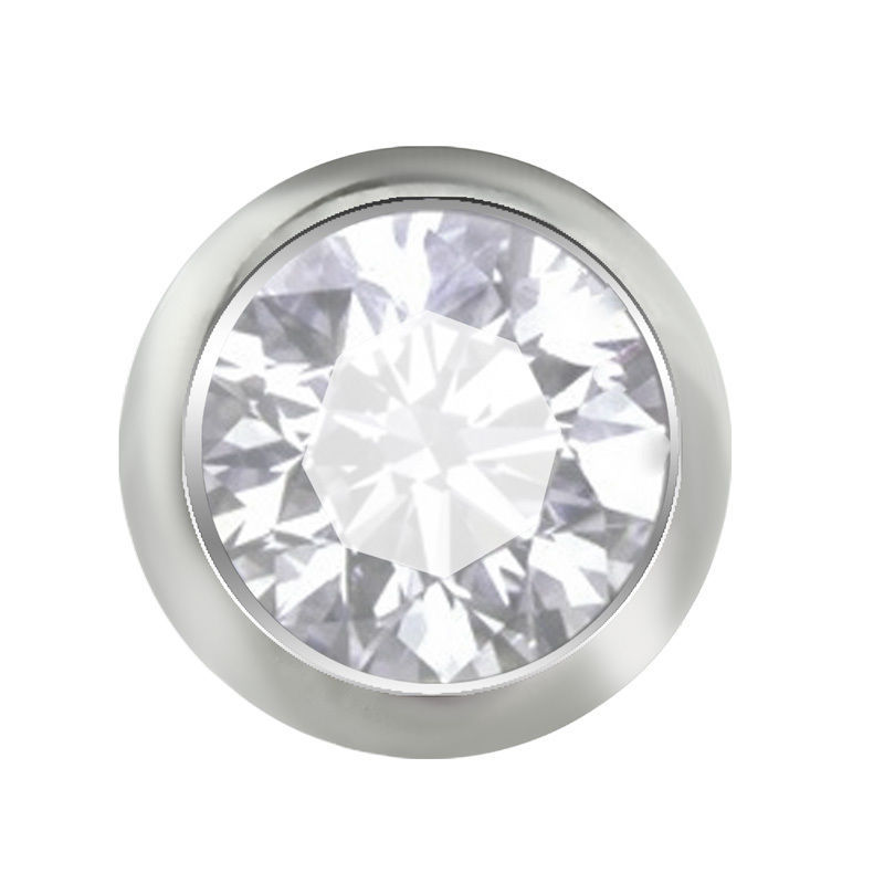 16G CLEAR FLAT CZ 3,4,5MM Flat STEEL DERMAL ANCHOR TOP HEAD internally threaded