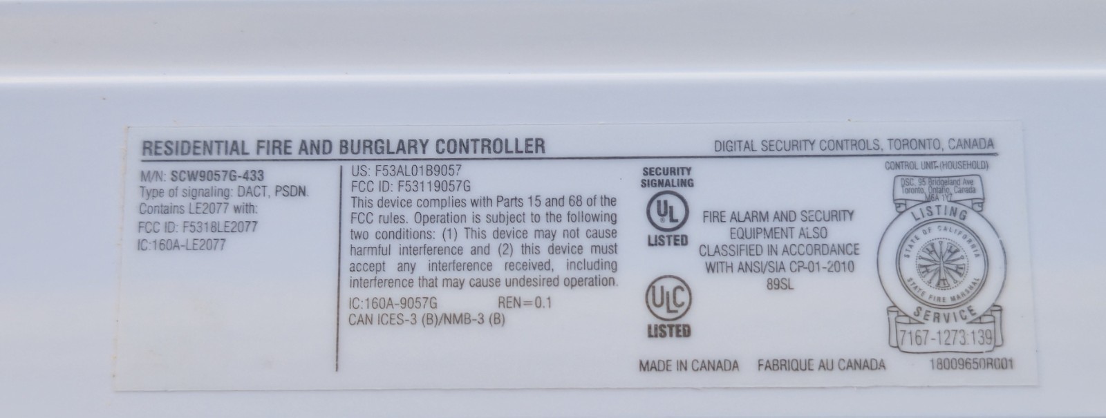 DSC Impassa Model SCW457LEADT, Alarm System Control Panel, New Open Box.