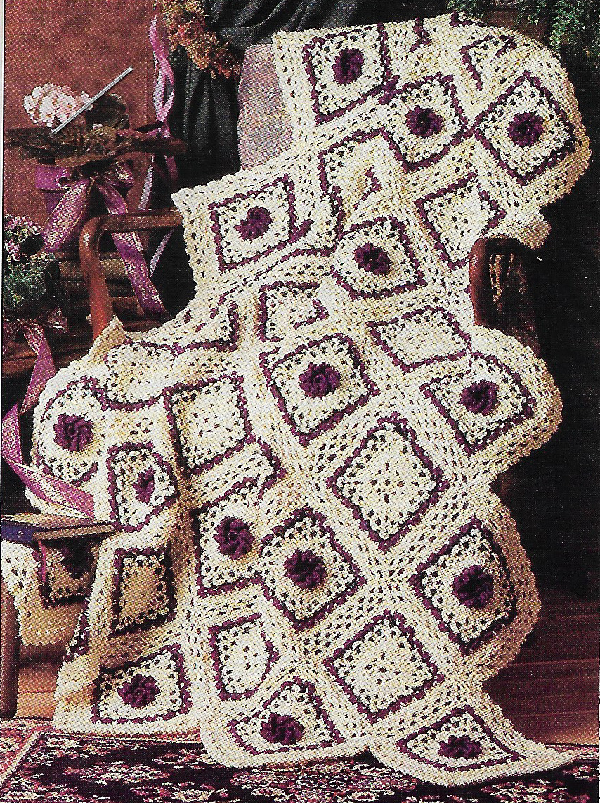 Winter Pansies Afghan crochet PATTERN INSTRUCTIONS