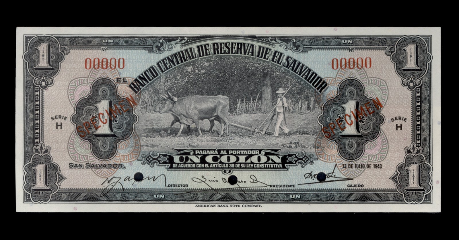 El Salvador P83vs3, Specimen Banknote.