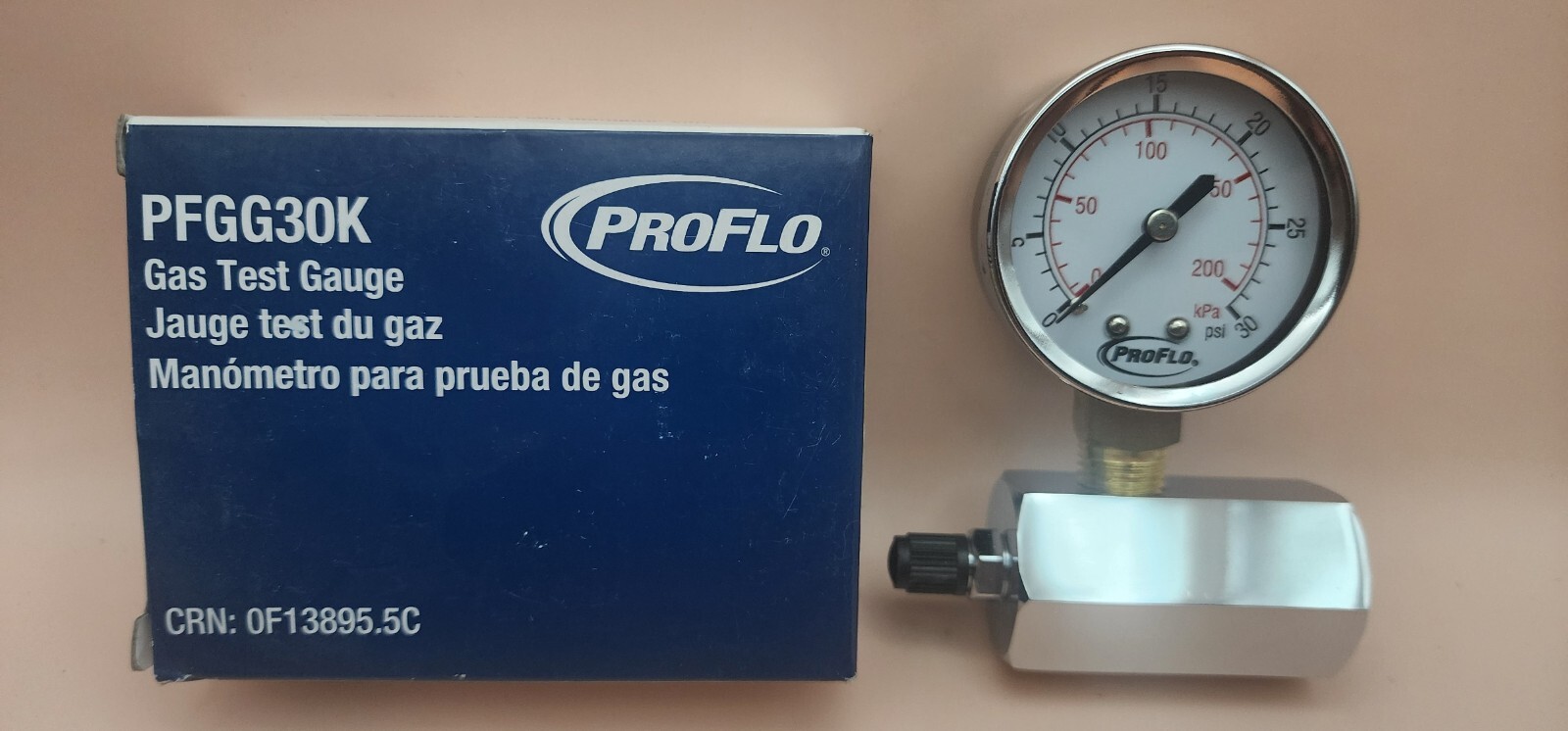 ProFlo - Gas Test Gauge Assembly  - 2" Dia - CRN: OF13895.5C - 0-30 PSI
