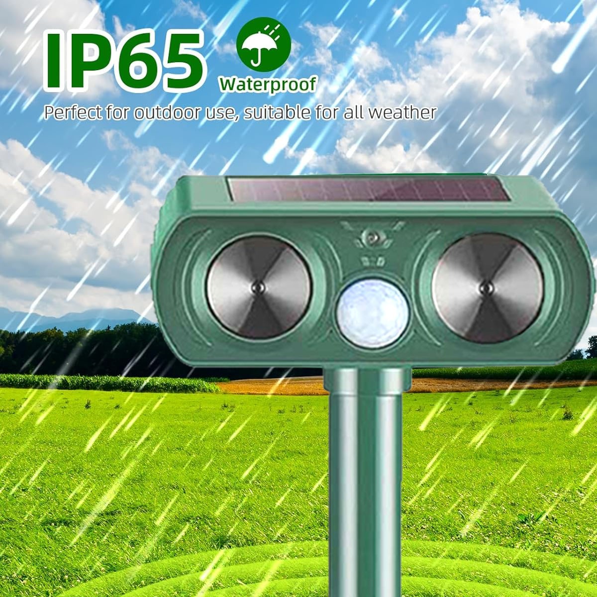 Motion Sensor Solar Ultrasonic Bird Repellers Pest Control Scarer Deterrent Fox