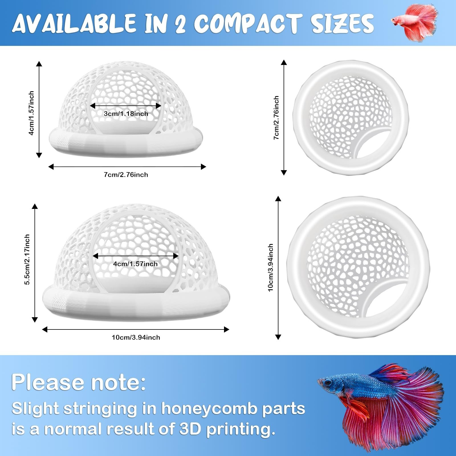 2 Sizes Floating Betta Fish Hide and Shrimp Cave – 3D Printed Aquarium Ham