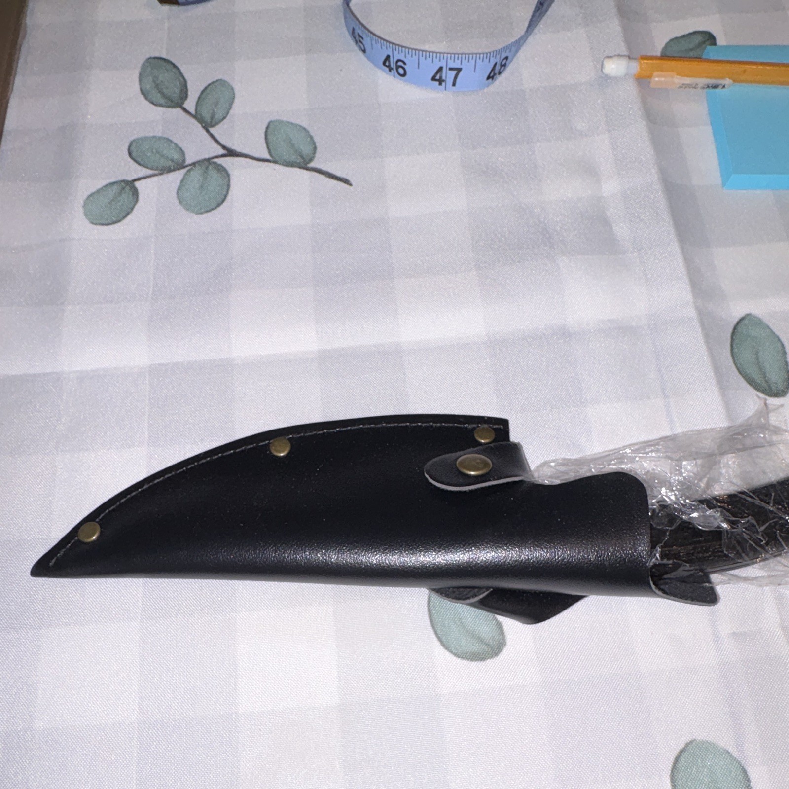 Karambit Fixed Blade Knife Black Stainless Plain Edge Wood Handle Sheath