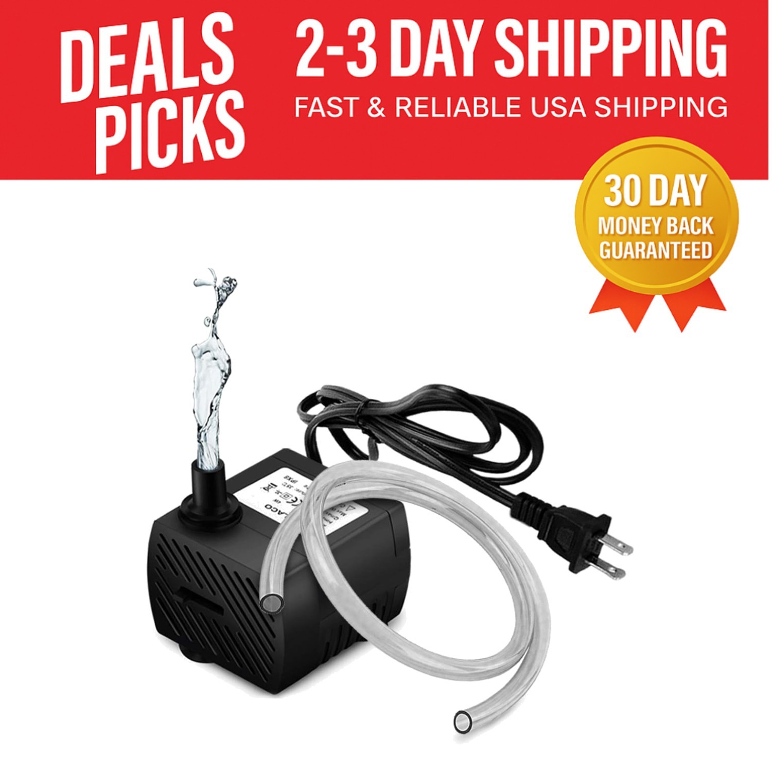 Adjustable 95GPH Mini Water Pump with Suction Cups for Hydroponics & Fountains