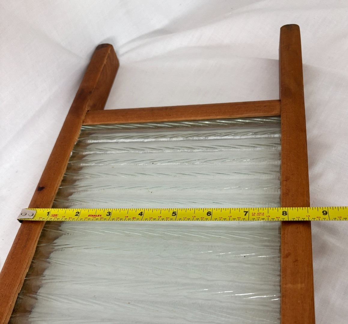 Vintage Home Aide Wood Washboard Glass Ribs Columbus Washboard Co. "Travel Size"