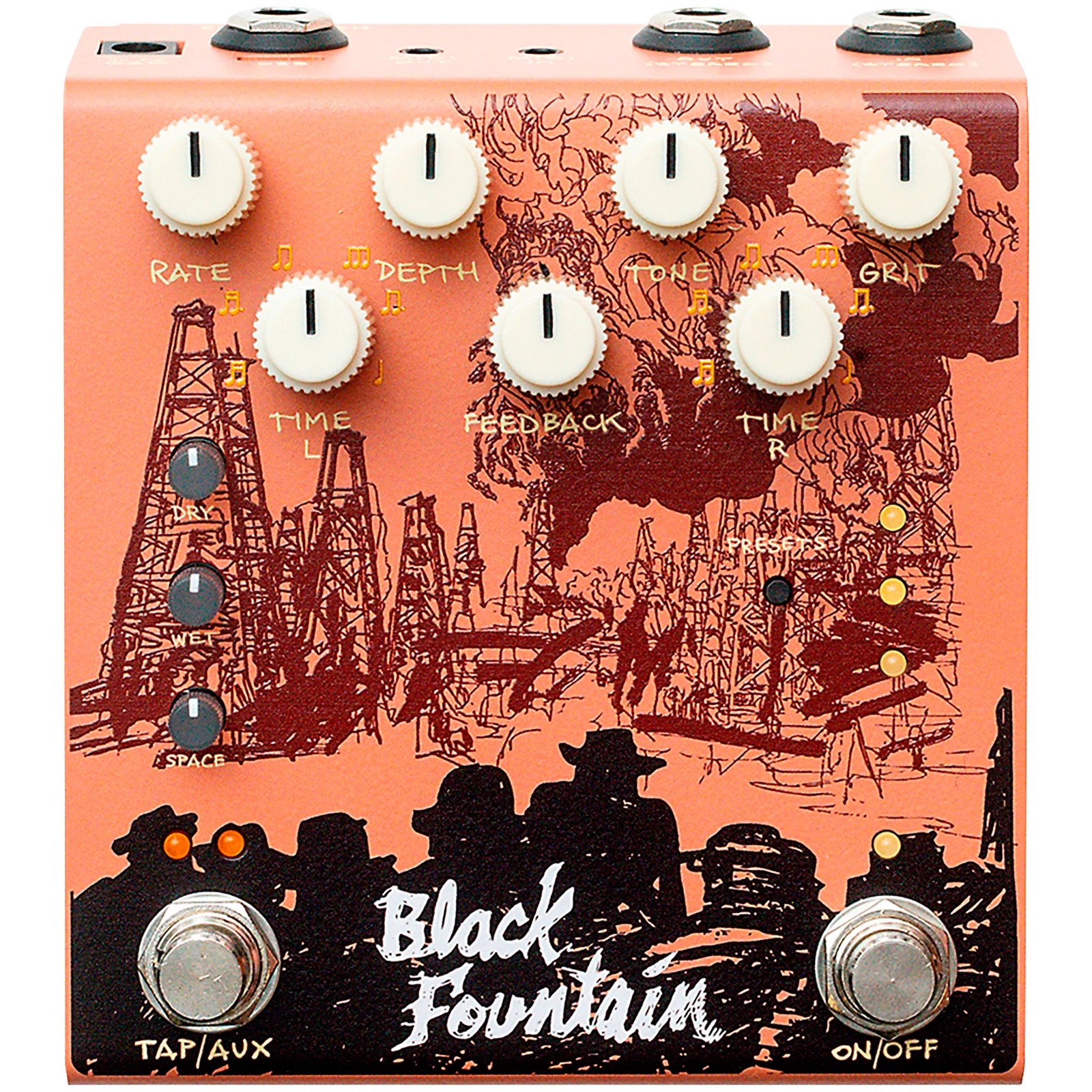 Old Blood Noise Endeavors Black Fountain Stereo Delay Effects Pedal, Terracotta