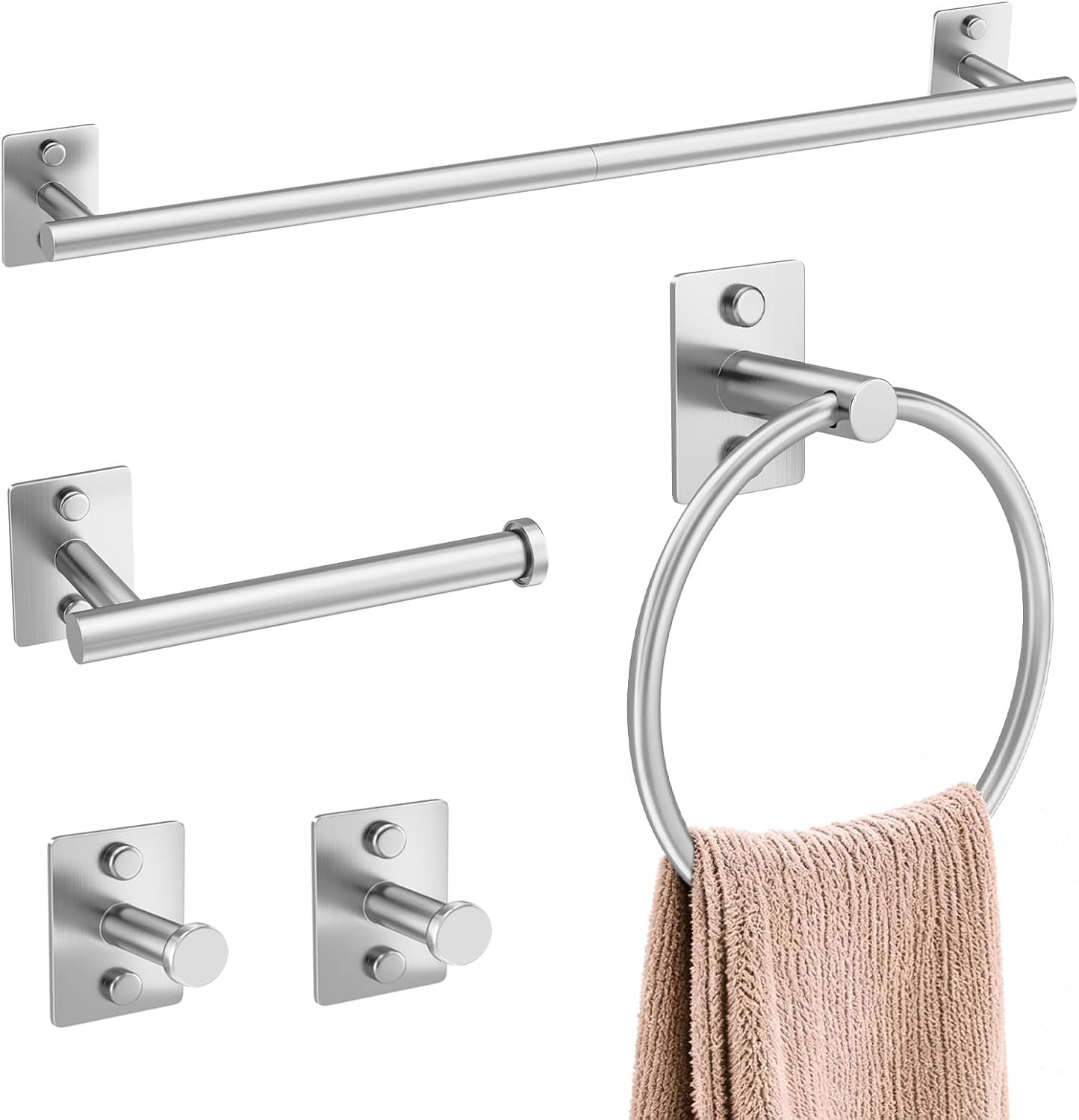 5 Pieces Bathroom Hardware Accessories Set Brushed Nickel Towel Bar Set Stainles