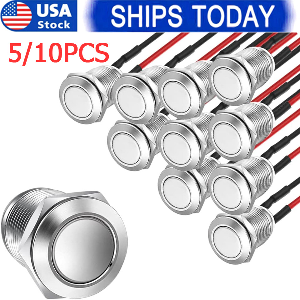5/10Pcs 12 mm Momentary Push Button Switch Waterproof Push Button Switch Round