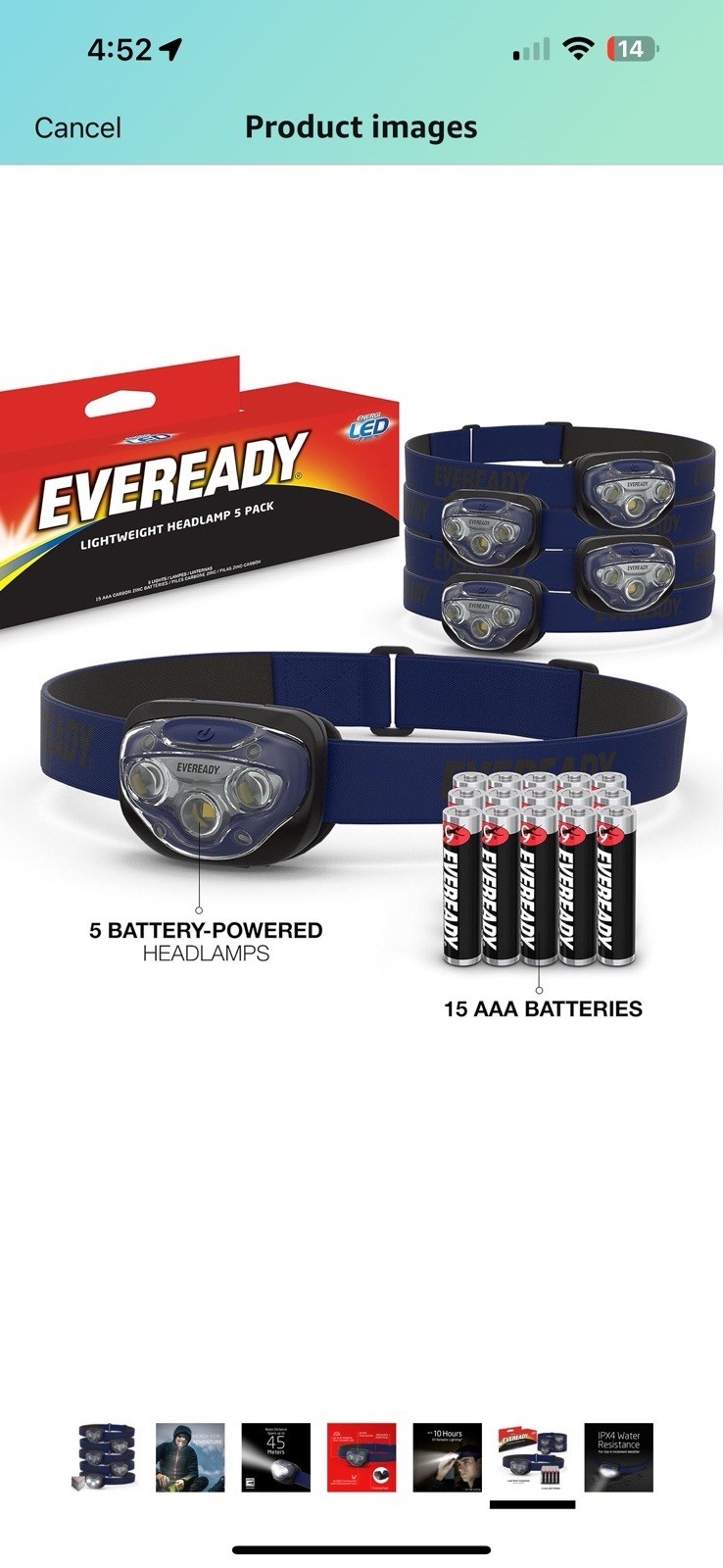Eveready LED Headlamps [5-Pack] IPX4 Water Resistant Bright and Durable Head