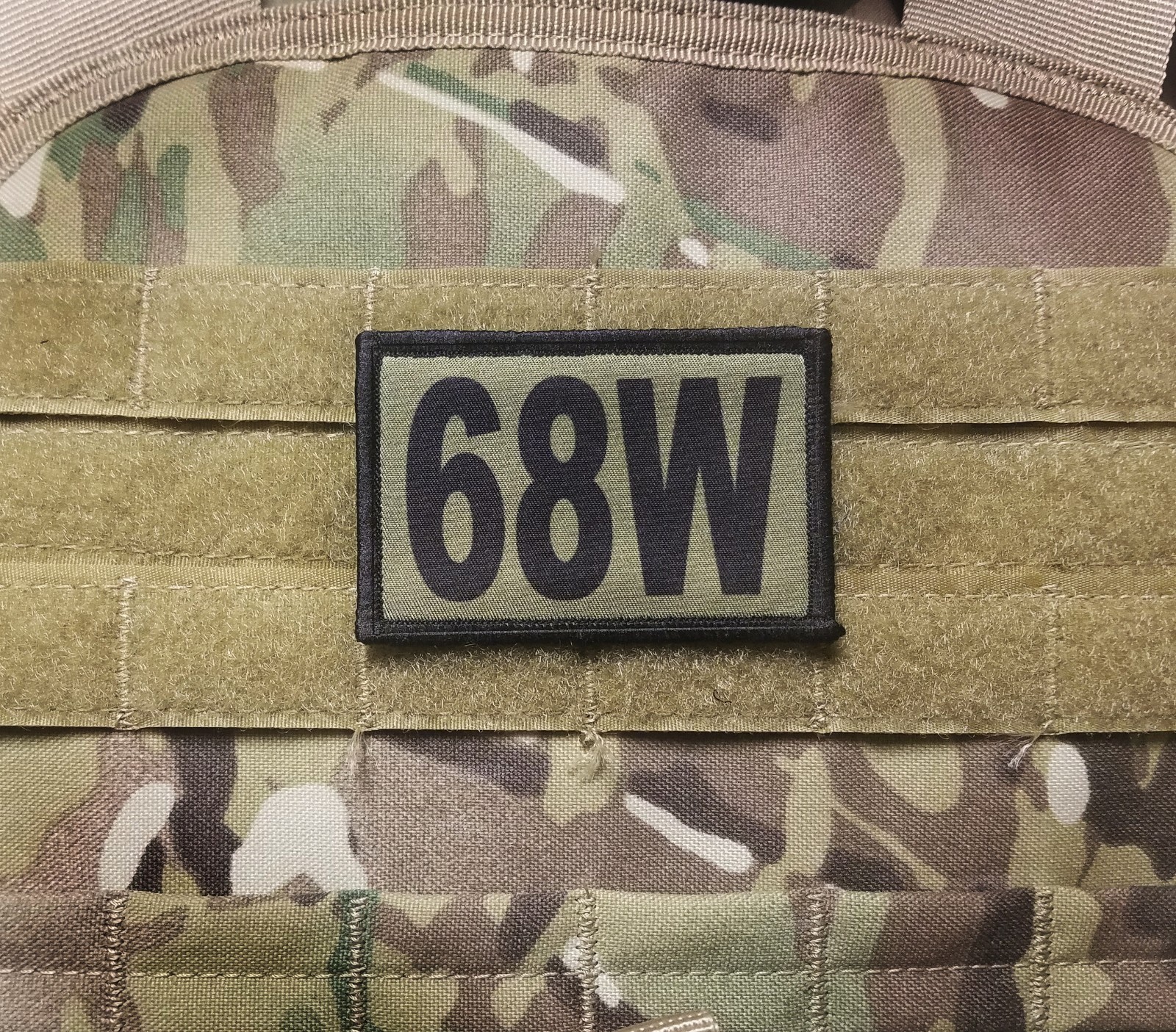 68W Army Combat Medic MOS OD Green Hook Back Patch for Cap, Bag, etc.