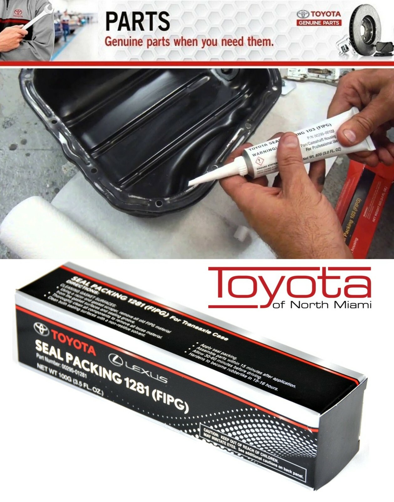Genuine Toyota Lexus Seal Packing OEM 00295-01281 Red Transaxle FIPG 1281